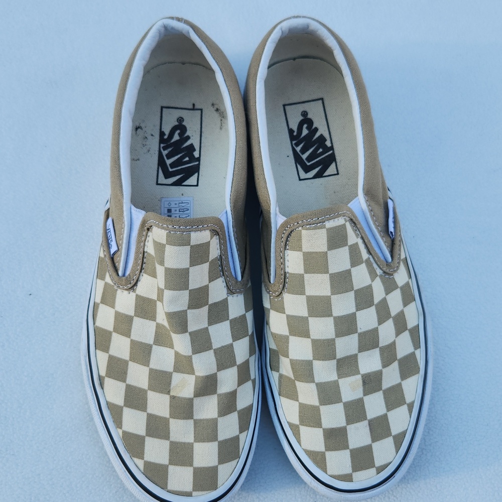 Vans Classic Slip-On Checkerboard – Desert Taupe/Tan Size 8.5 - Picture 6 of 8